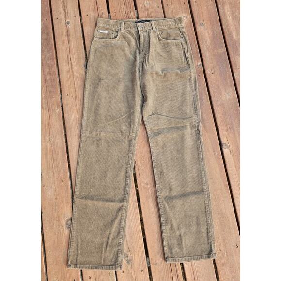 Calvin Klein Corduroy Jean’s Men’s 34 Brown Straight Leg Flat Front Pants - Picture 1 of 11